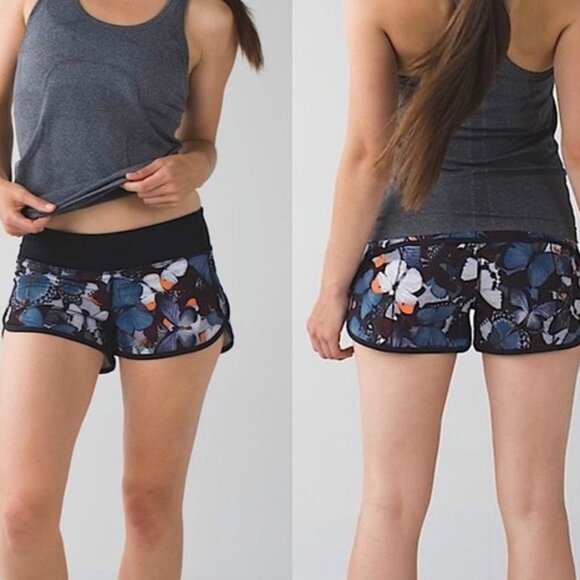 Lululemon Run Speed Short Size 6 Biggie So Fly Butterfly 2.5" Inch Inseam Blue - Picture 10 of 10